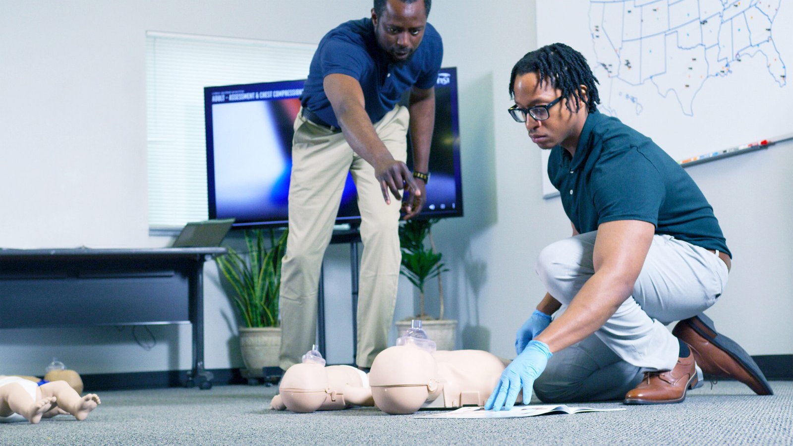 Instructor and student in CPR class